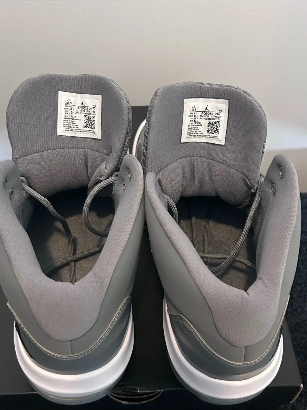 Jordan Men's Athletic Shoes - Gray Patent and White Midsole